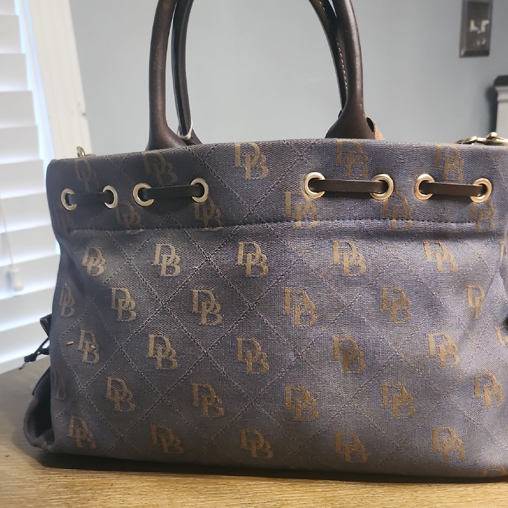 Dooney & Bourke Navy and Brown Satchel - Picture 2 of 5